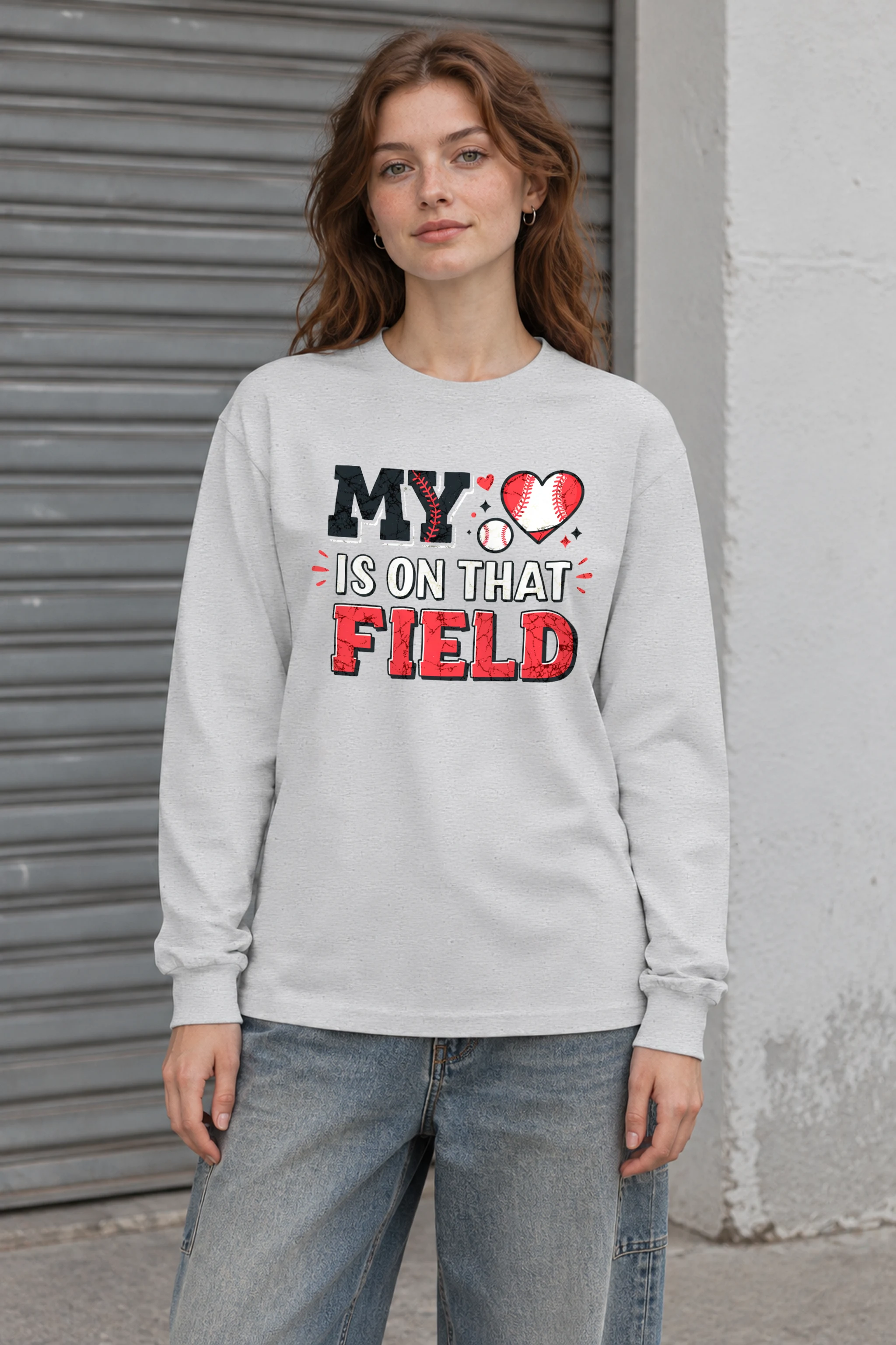 "Baseball Heart Stitch" Unisex Longsleeve T-shirt