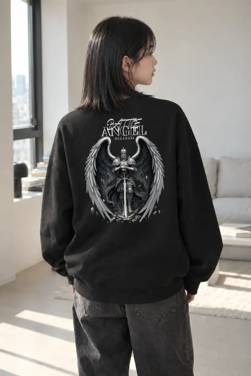 "Battle Angel Michael" Heavy Blend Unisex Crewneck Sweatshirt | Gildan 18000