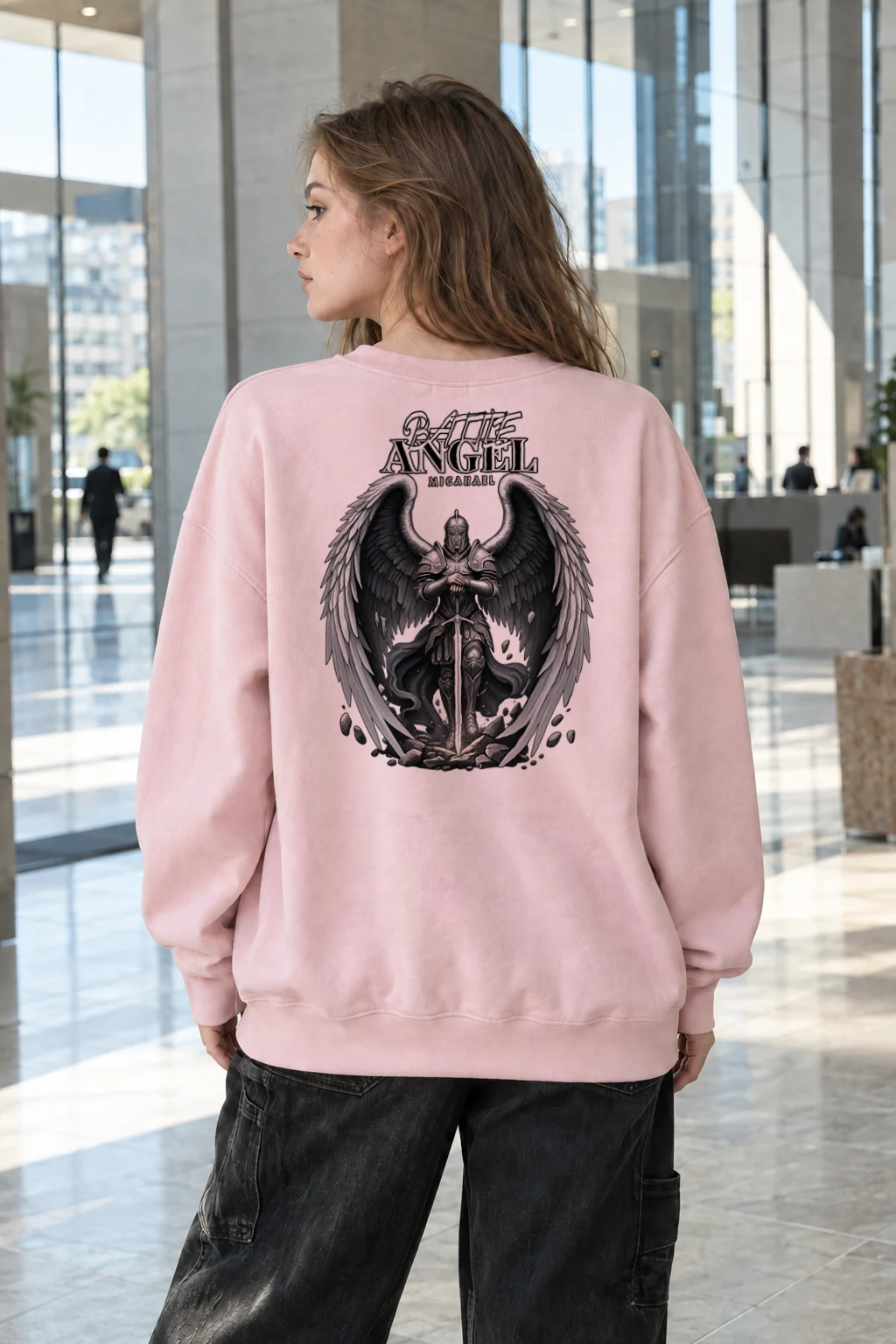 "Battle Angel Michael" Heavy Blend Unisex Crewneck Sweatshirt | Gildan 18000