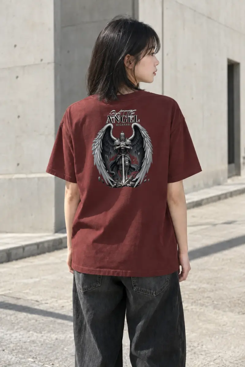"Battle Angel Michael" Heavyweight Unisex Crewneck T-shirt | Gildan 5000