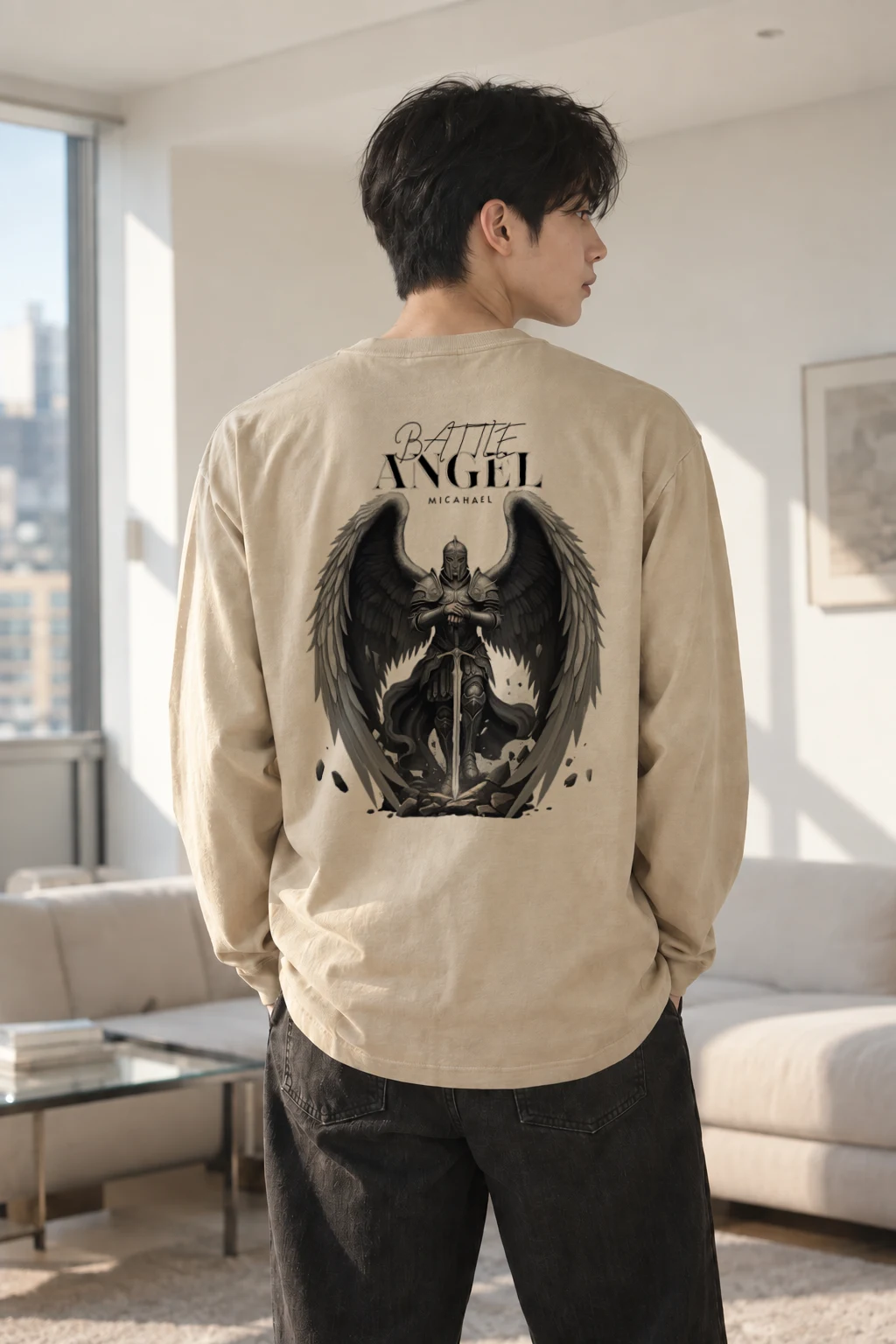 "Battle Angel Michael" Unisex Longsleeve T-shirt | Gildan 2400