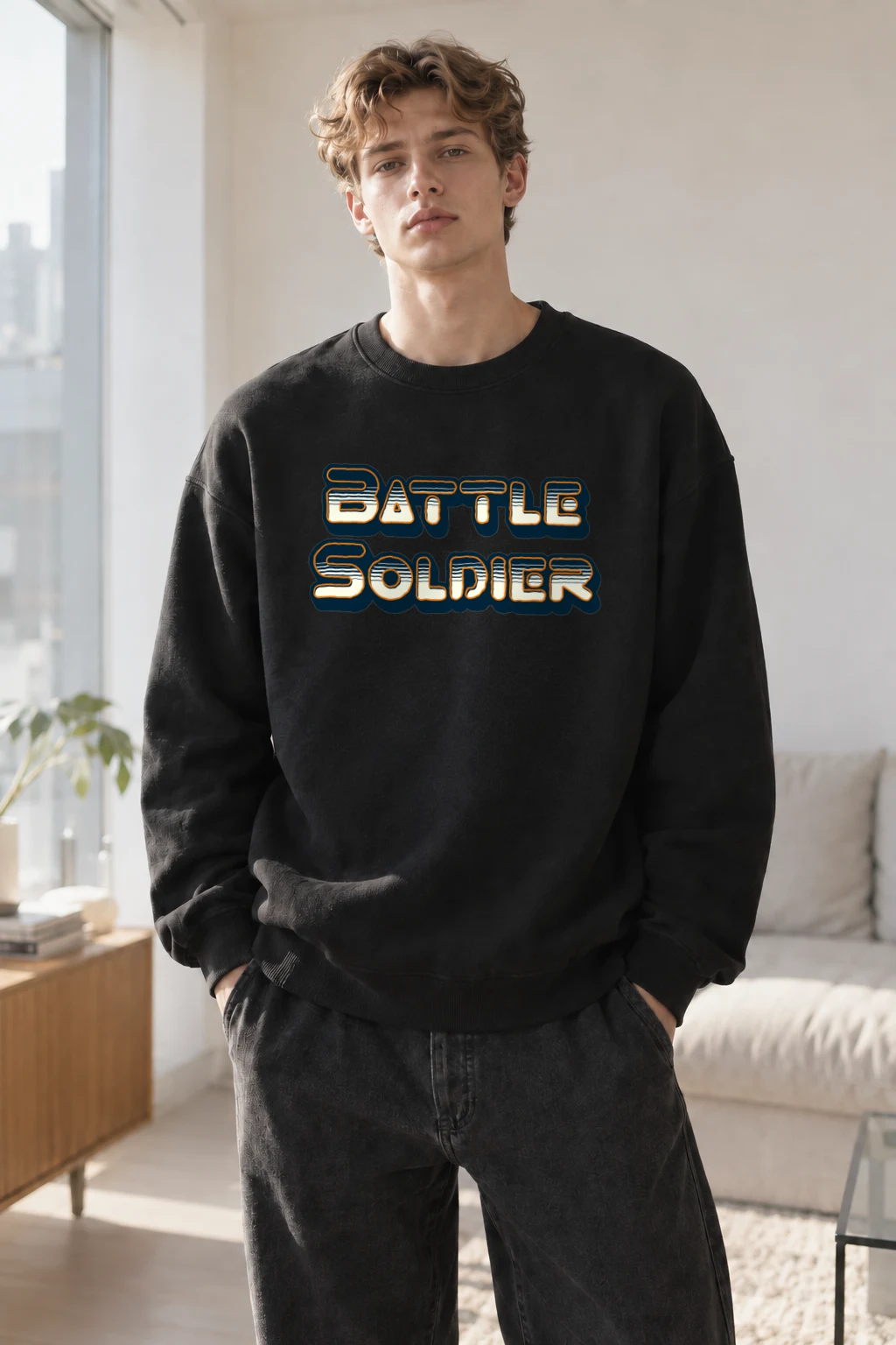 "Battle Soldier" Heavy Blend Unisex Crewneck Sweatshirt | Gildan 18000
