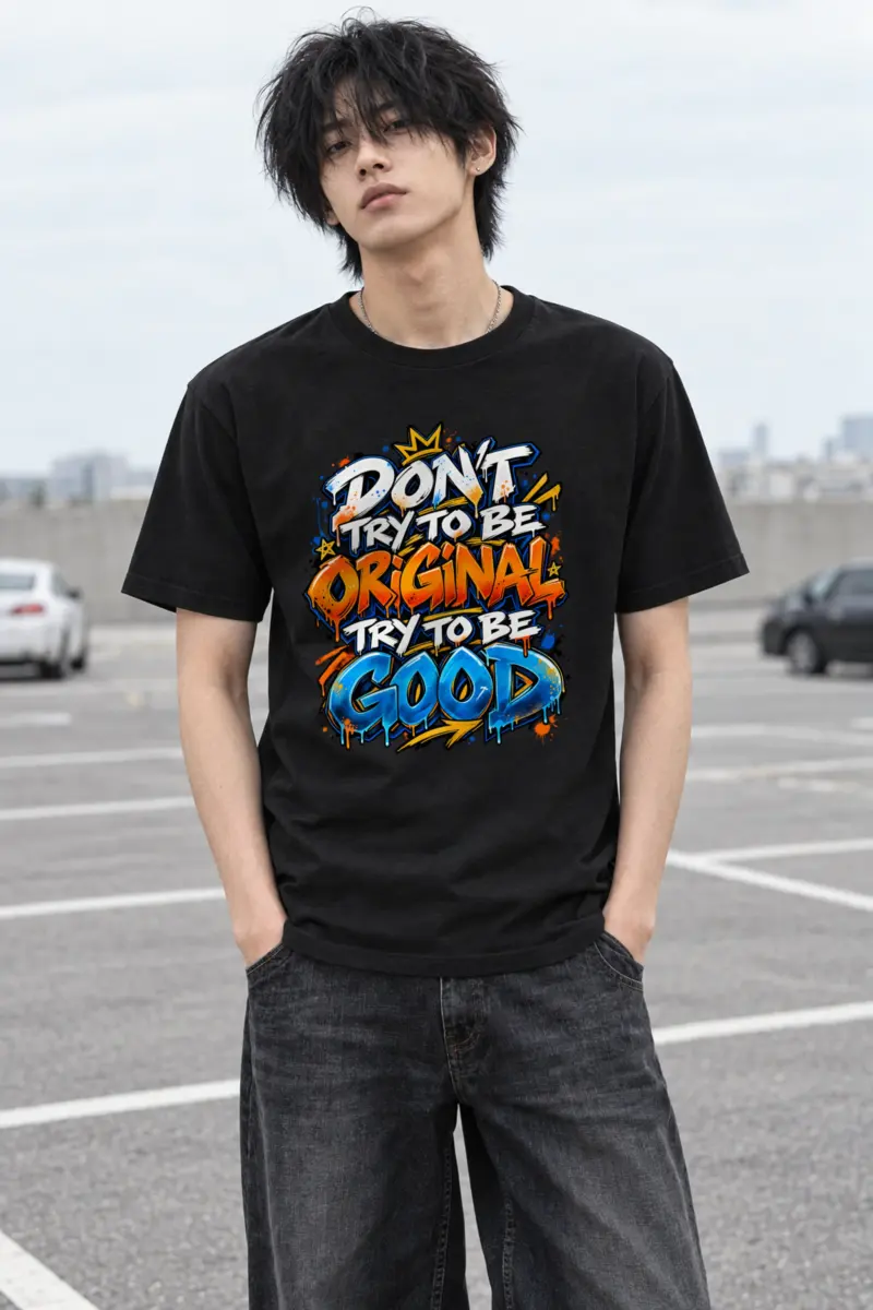"Try To Be Good" Heavyweight Unisex Crewneck T-shirt