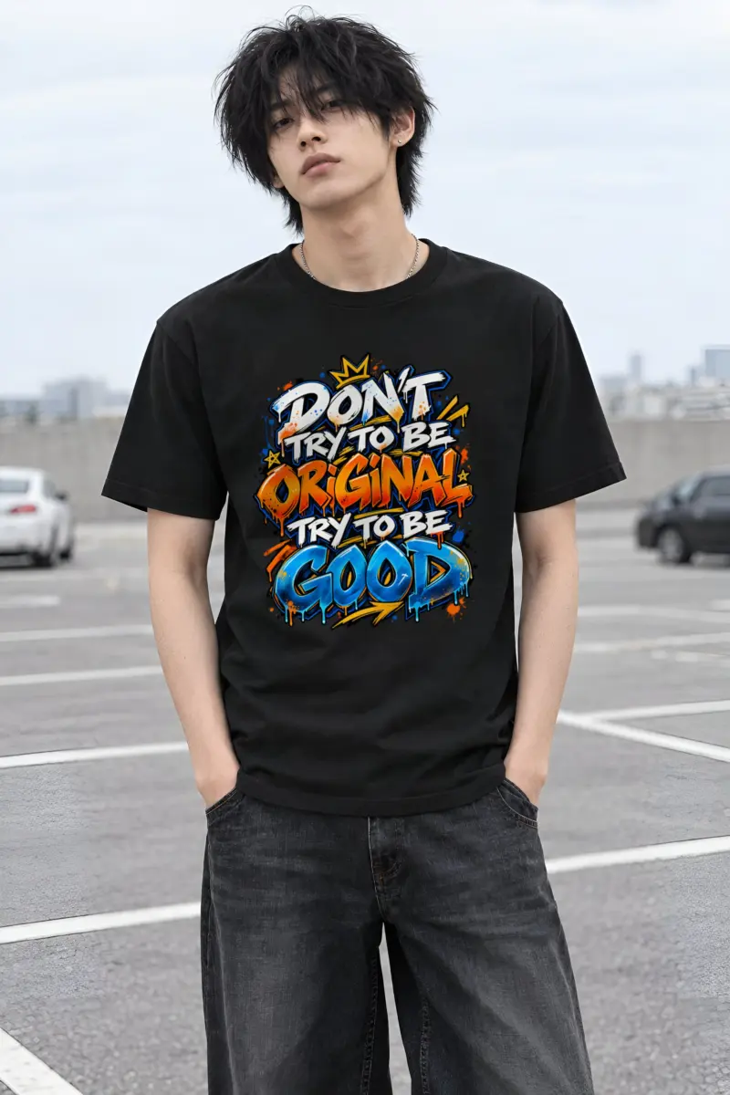 "Try To Be Good" Heavyweight Unisex Crewneck T-shirt