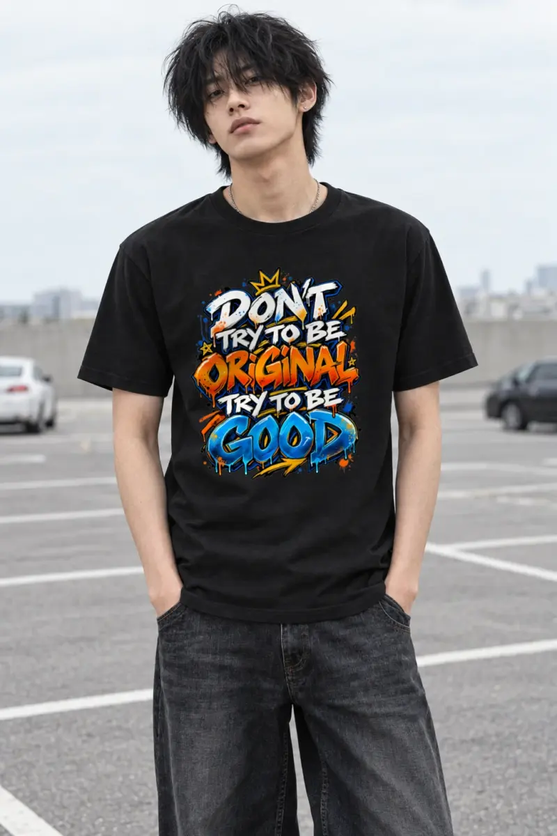 "Try To Be Good" Heavyweight Unisex Crewneck T-shirt