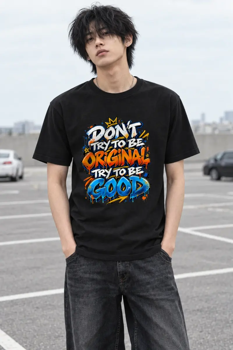"Try To Be Good" Heavyweight Unisex Crewneck T-shirt