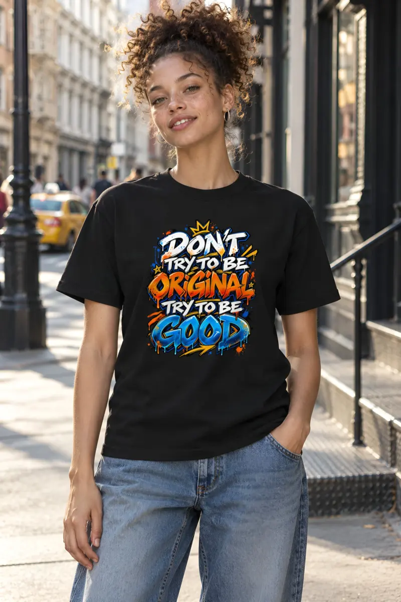 "Try To Be Good" Heavyweight Unisex Crewneck T-shirt
