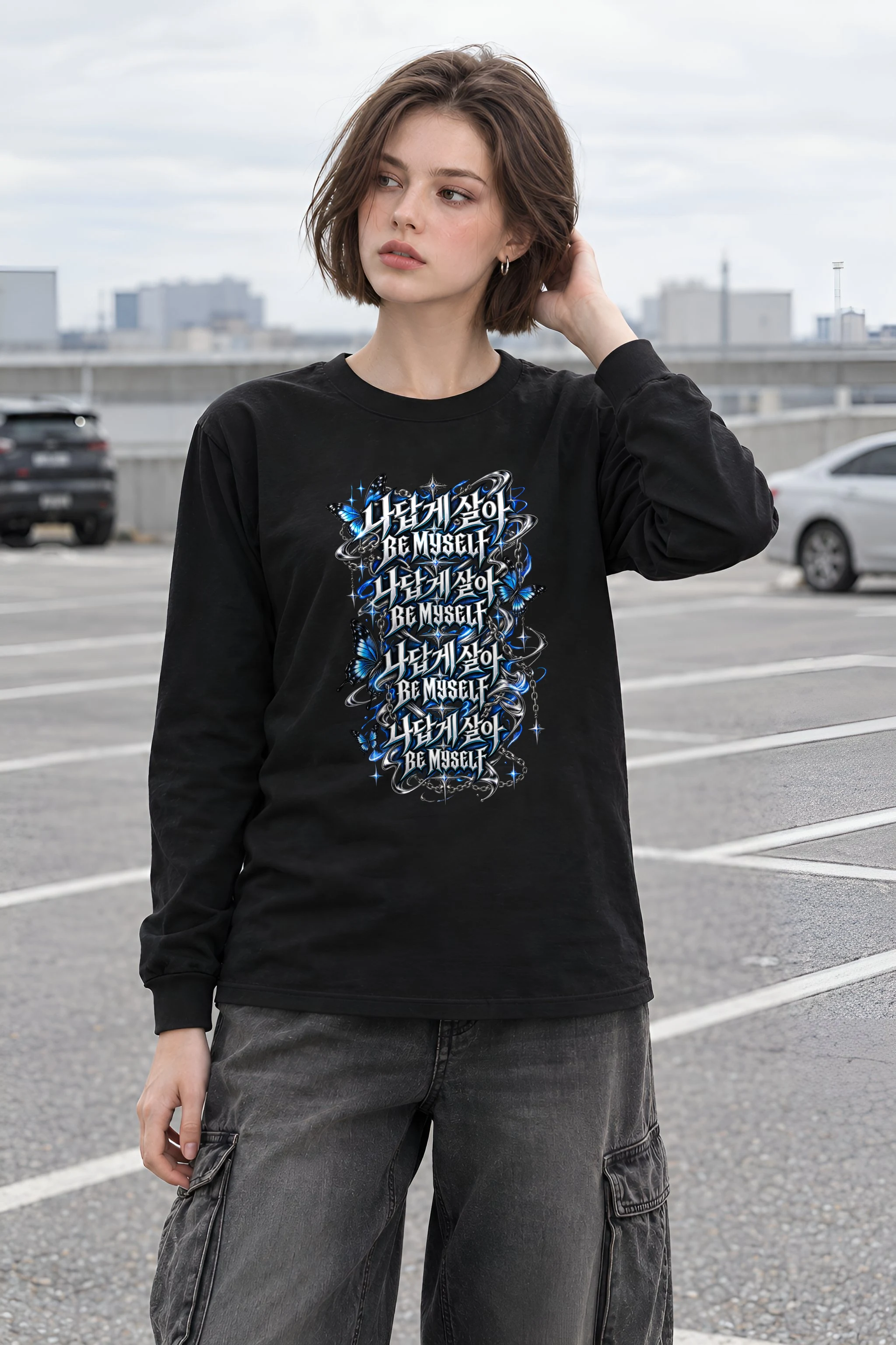 "Be Myself Metallic Layers" Unisex Longsleeve T-shirt