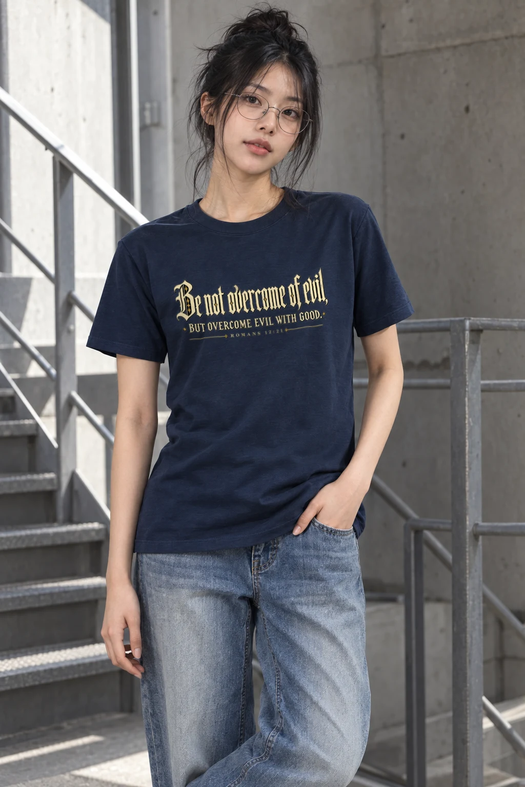 "Be Not Overcome of Evil" Heavyweight Unisex Crewneck T-shirt