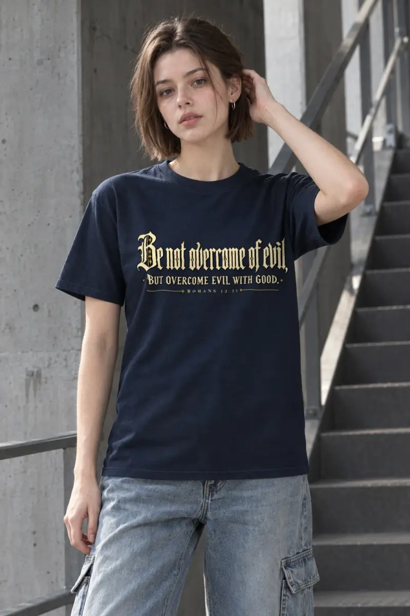 "Be Not Overcome of Evil" Heavyweight Unisex Crewneck T-shirt
