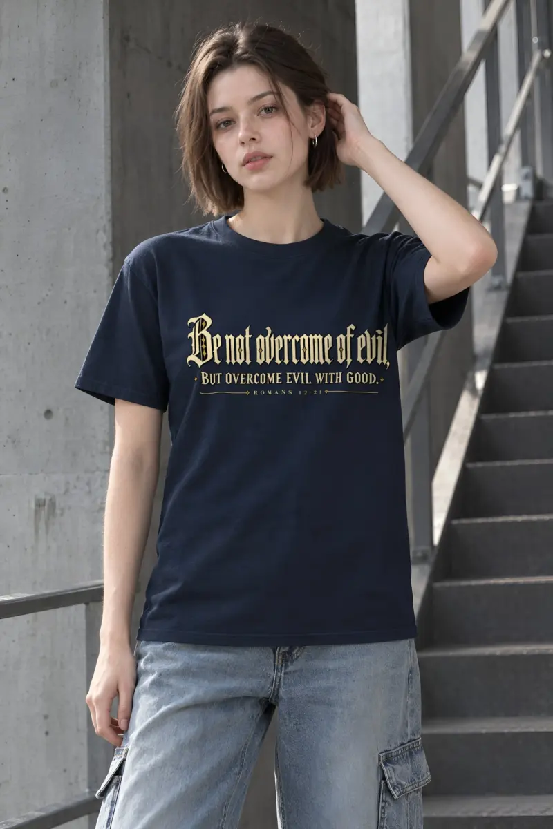 "Be Not Overcome of Evil" Heavyweight Unisex Crewneck T-shirt