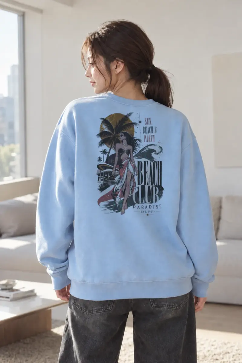 "Beach Club Paradise" Heavy Blend Unisex Crewneck Sweatshirt | Gildan 18000