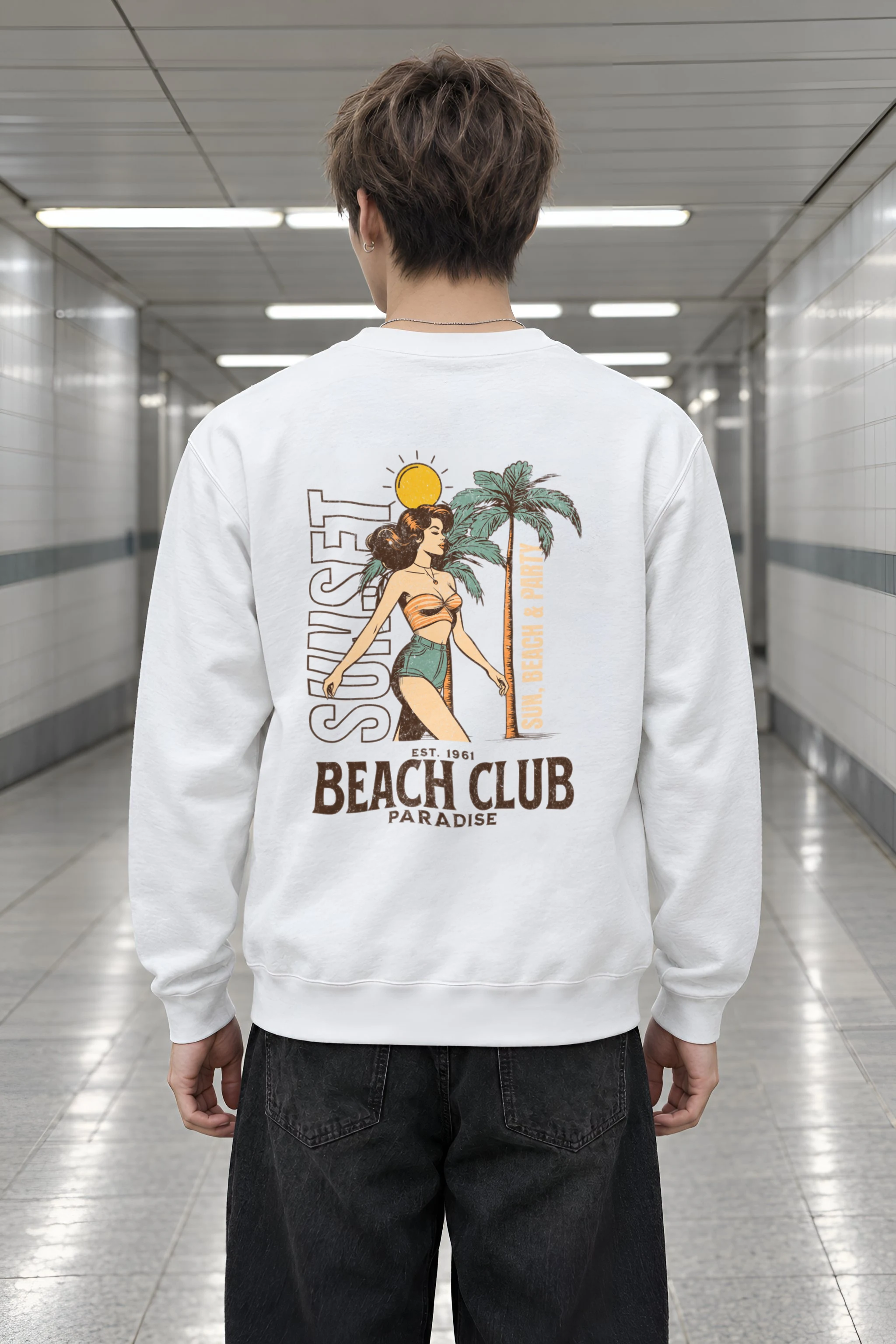 "Beach Club Paradise" Heavy Blend Unisex Crewneck Sweatshirt