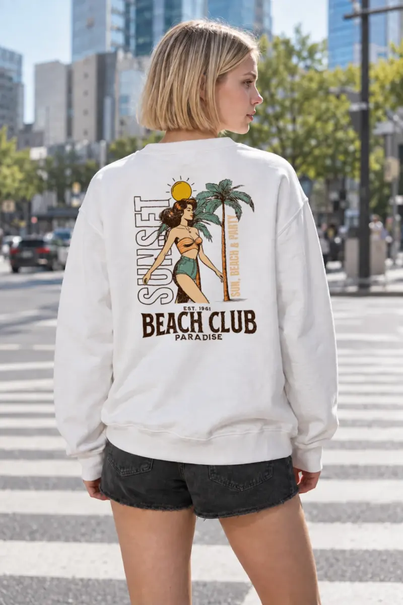 "Beach Club Paradise" Heavy Blend Unisex Crewneck Sweatshirt | Gildan 18000