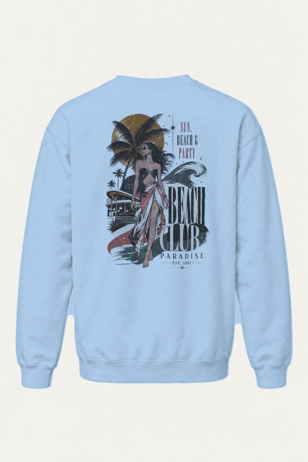"Beach Club Paradise" Heavy Blend Unisex Crewneck Sweatshirt | Gildan 18000