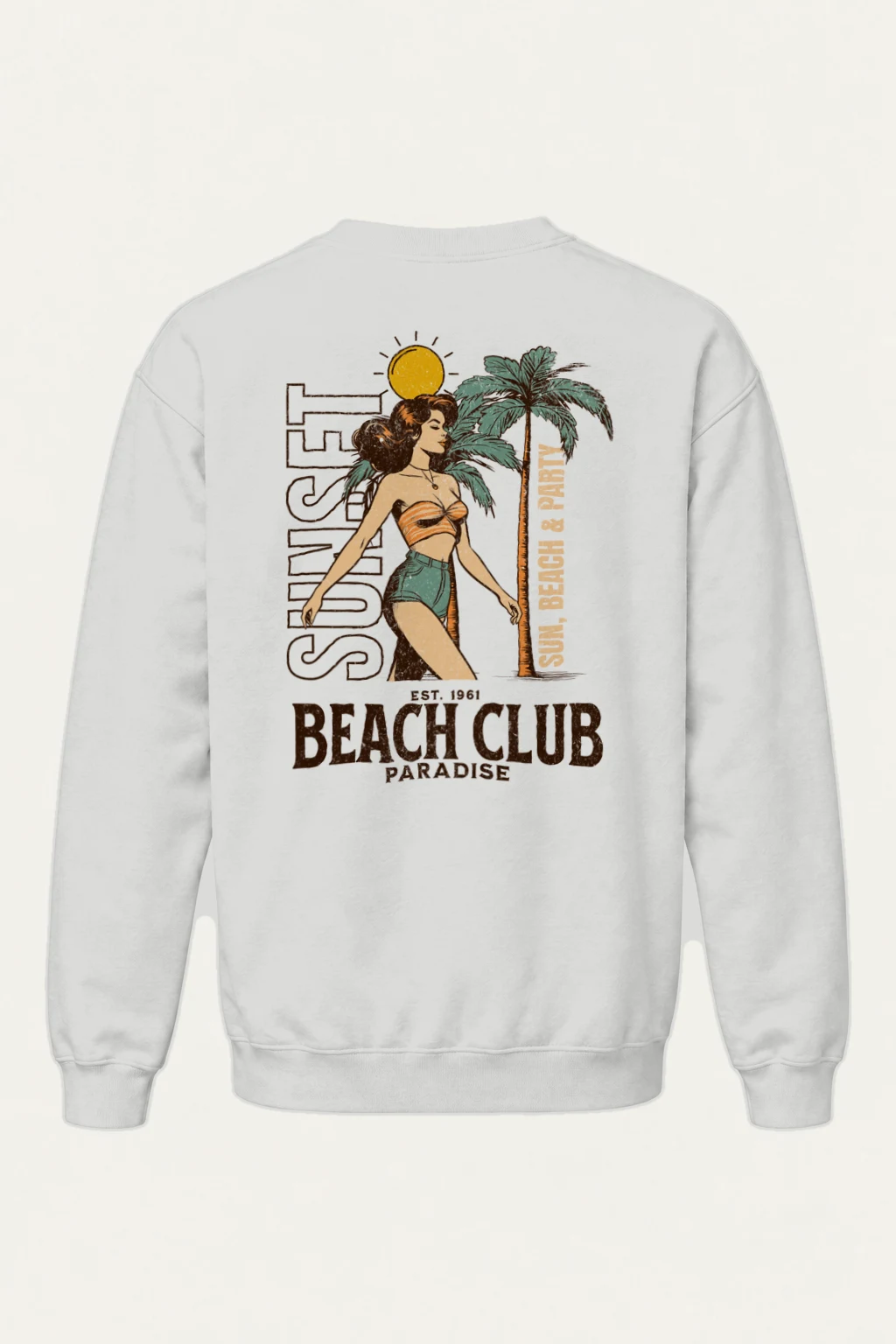 "Beach Club Paradise" Heavy Blend Unisex Crewneck Sweatshirt | Gildan 18000