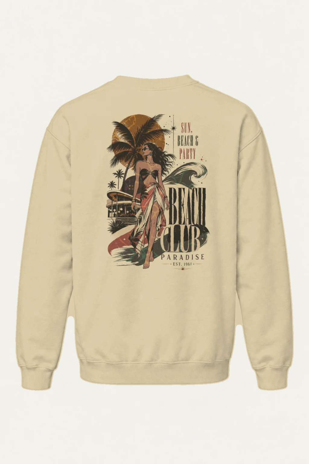 "Beach Club Paradise" Heavy Blend Unisex Crewneck Sweatshirt | Gildan 18000