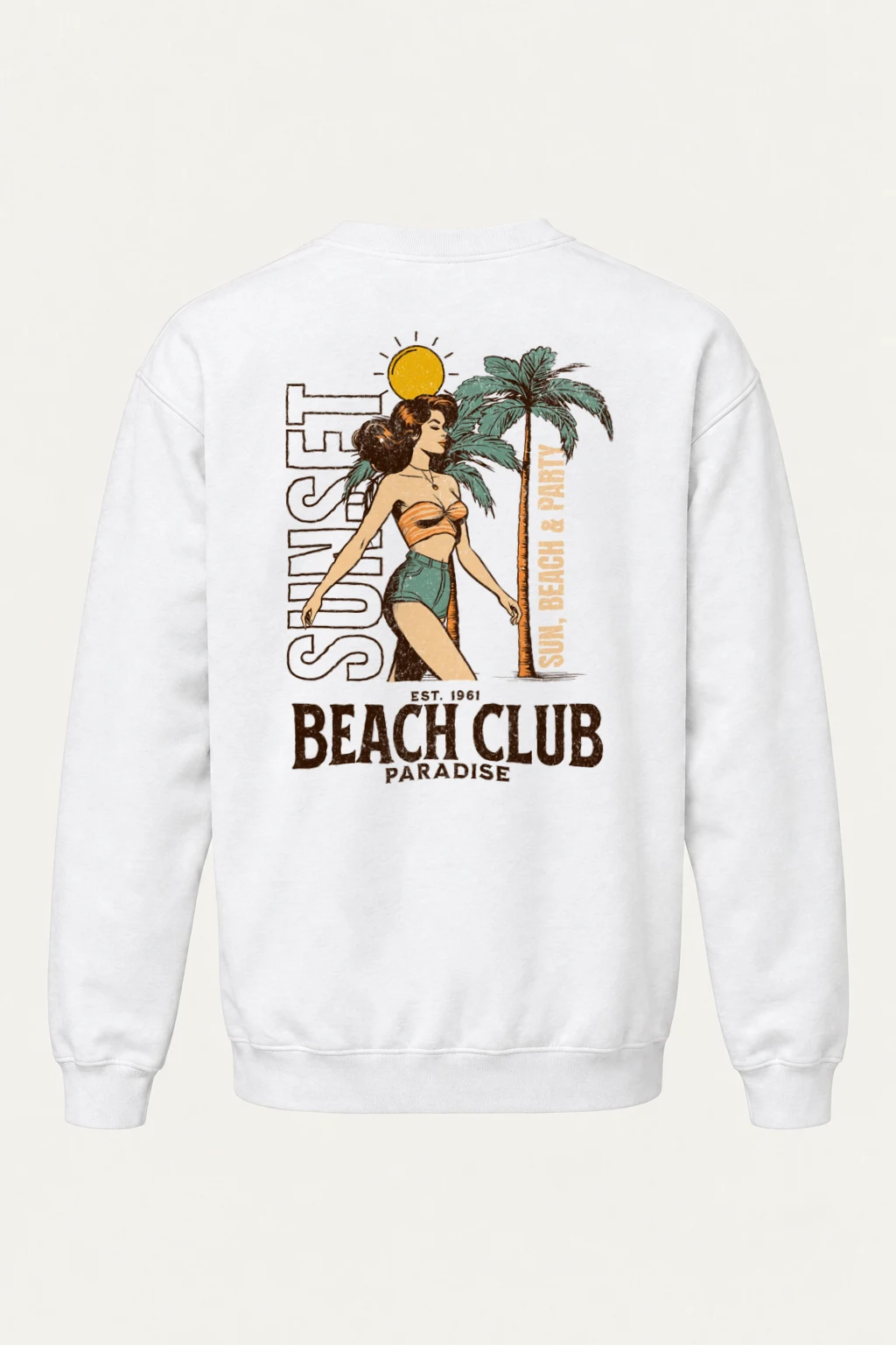 "Beach Club Paradise" Heavy Blend Unisex Crewneck Sweatshirt | Gildan 18000