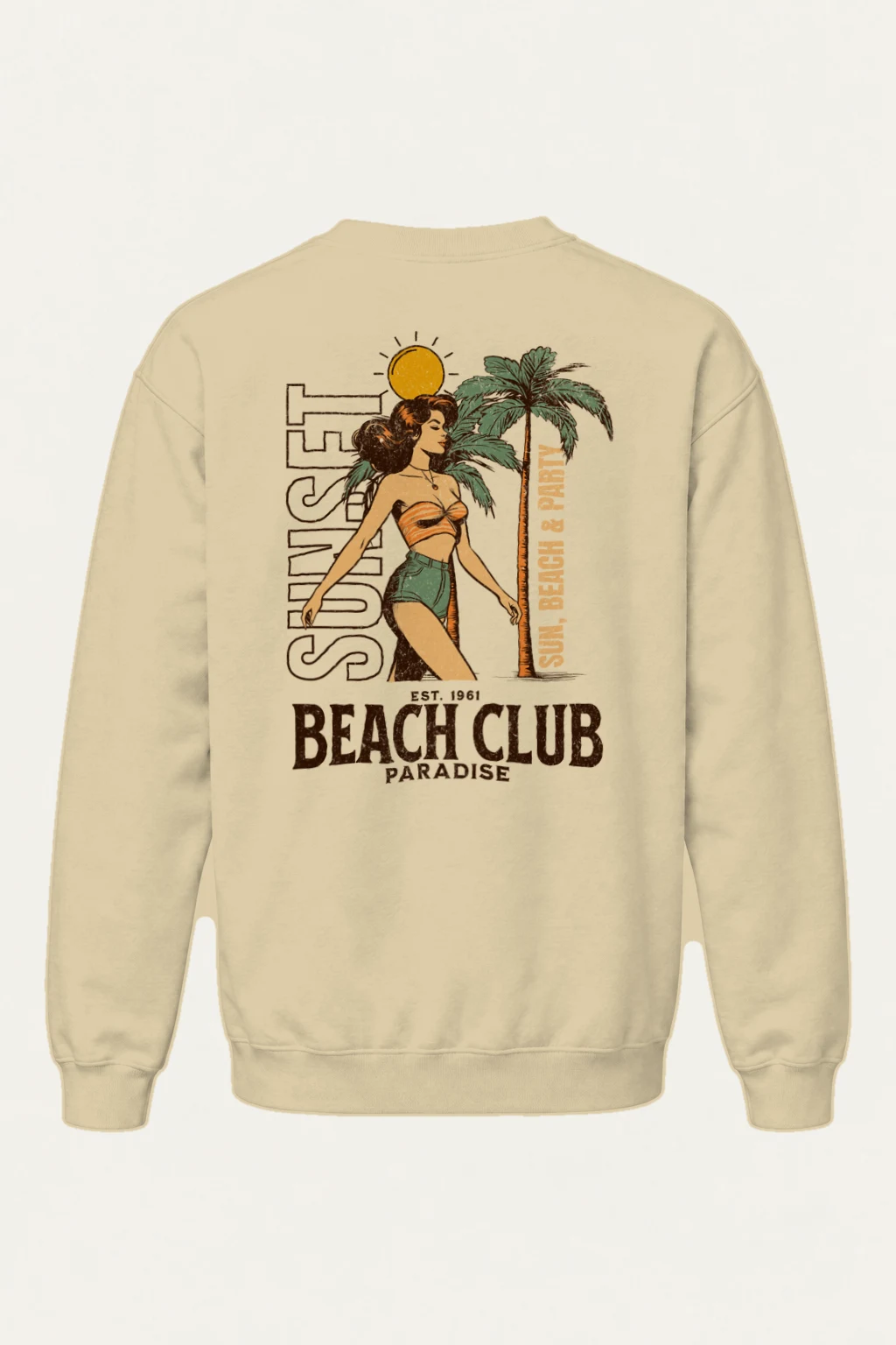 "Beach Club Paradise" Heavy Blend Unisex Crewneck Sweatshirt | Gildan 18000