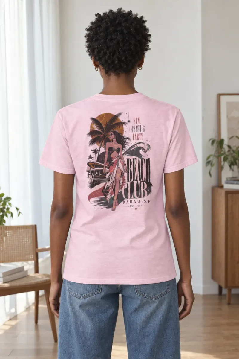 "Beach Club Paradise" Heavyweight Unisex Crewneck T-shirt | Gildan 5000