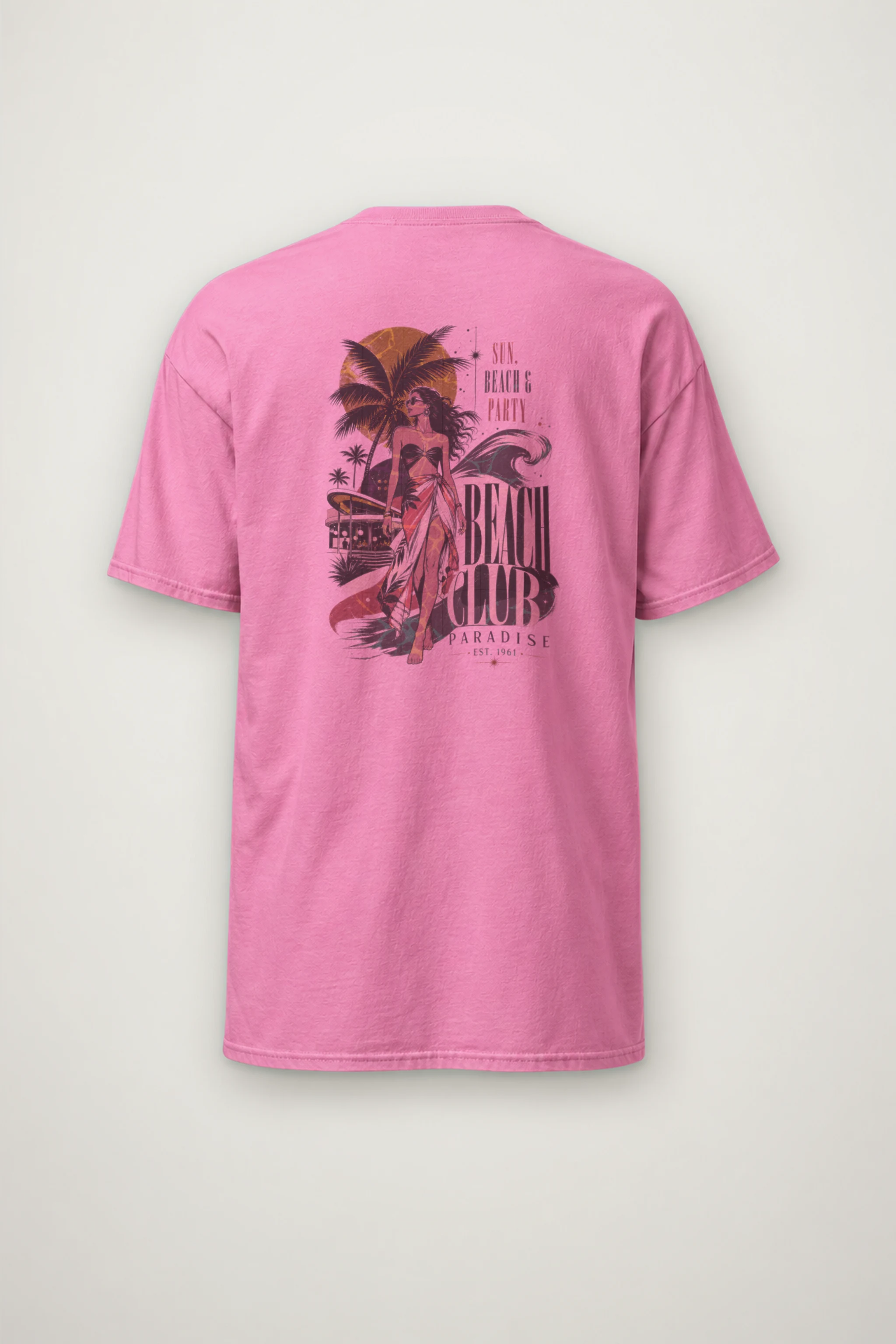 "Beach Club Paradise" Heavyweight Unisex Crewneck T-shirt