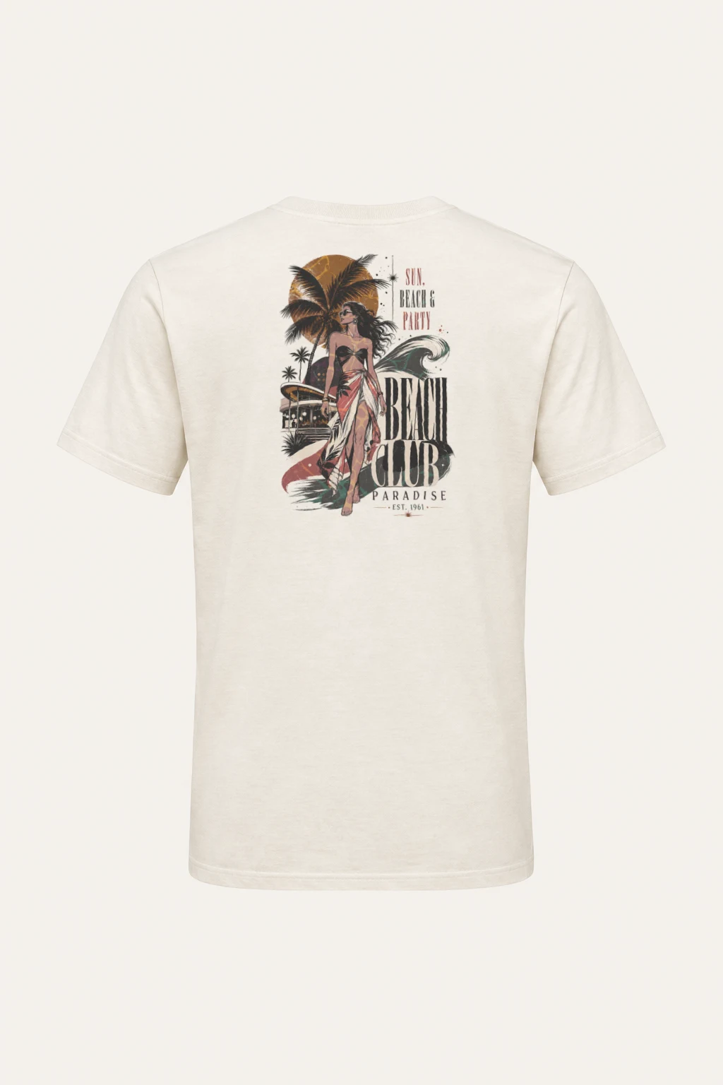 "Beach Club Paradise" Heavyweight Unisex Crewneck T-shirt | Gildan 5000