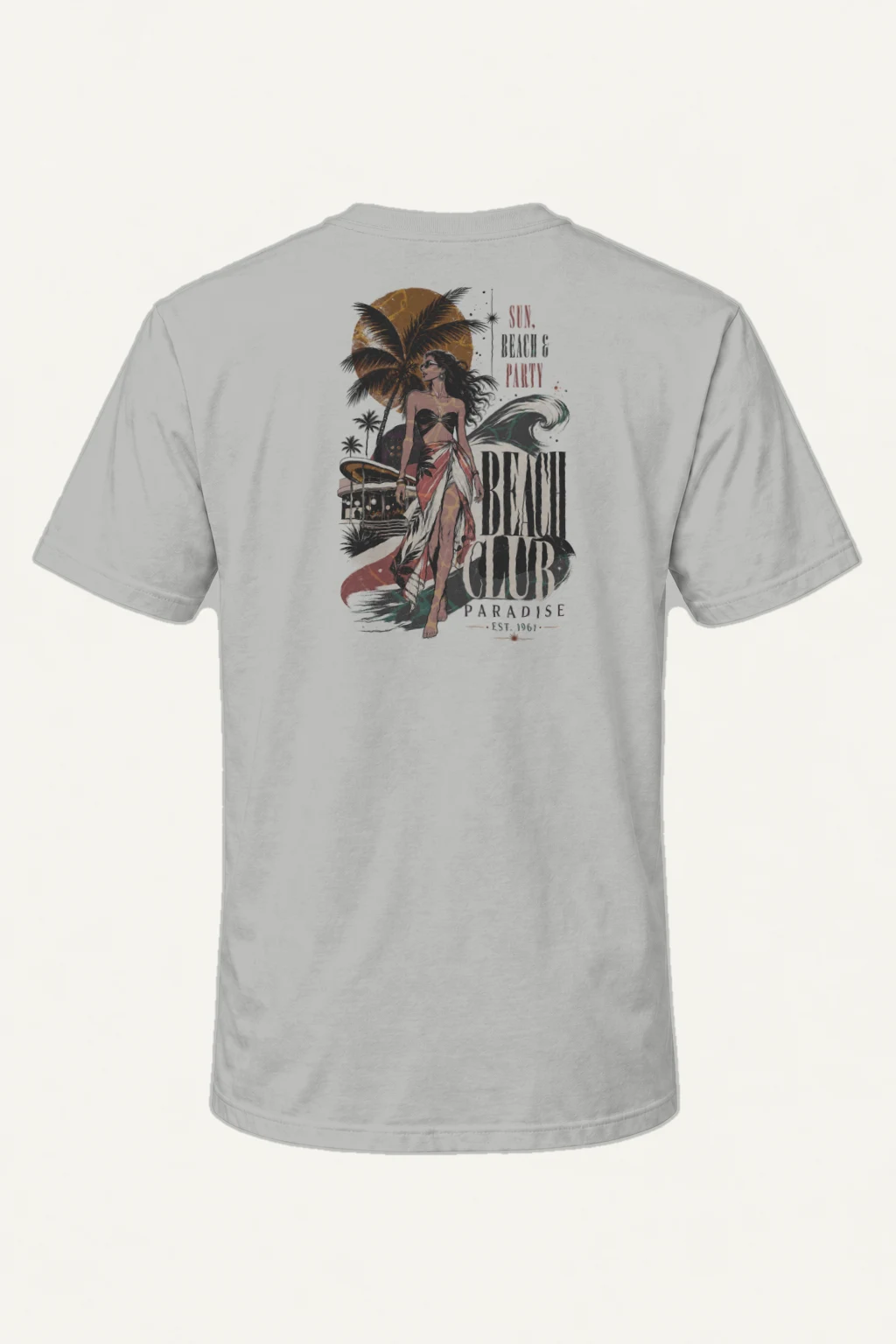 "Beach Club Paradise" Heavyweight Unisex Crewneck T-shirt | Gildan 5000