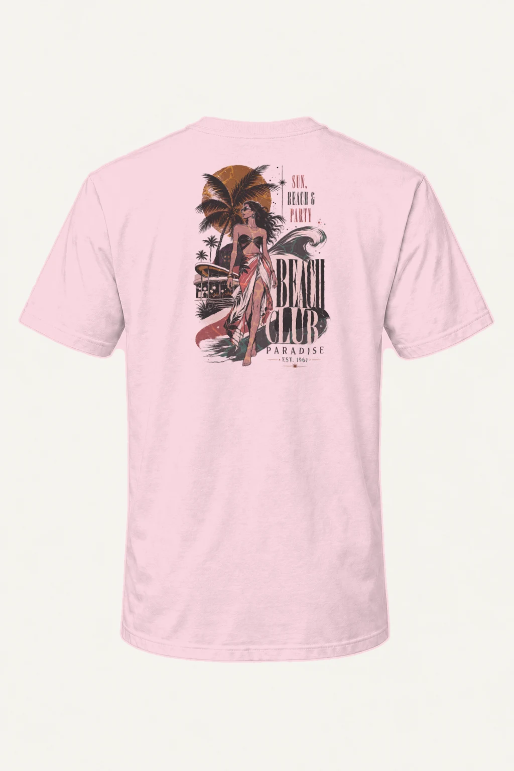 "Beach Club Paradise" Heavyweight Unisex Crewneck T-shirt | Gildan 5000