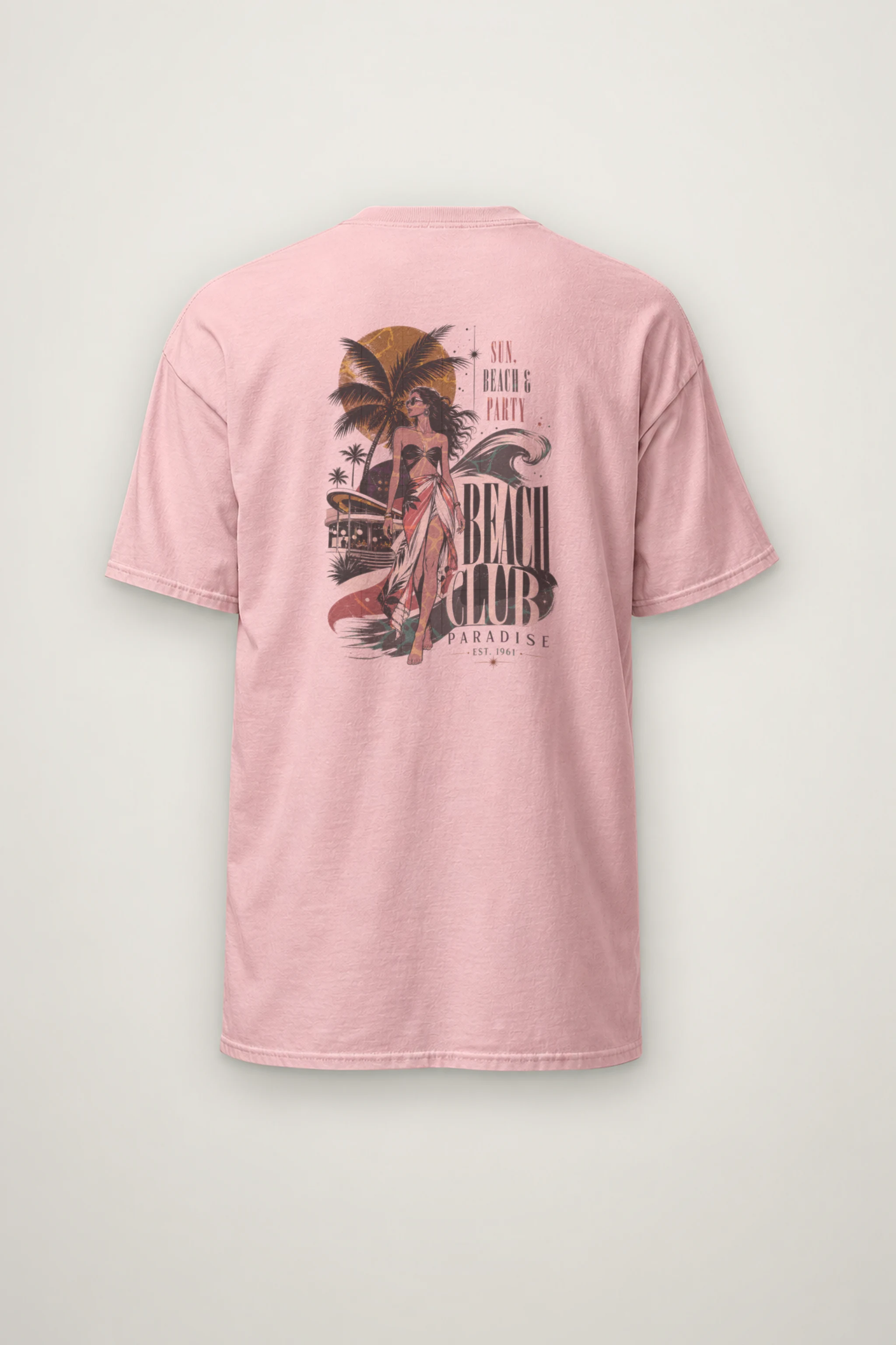 "Beach Club Paradise" Heavyweight Unisex Crewneck T-shirt