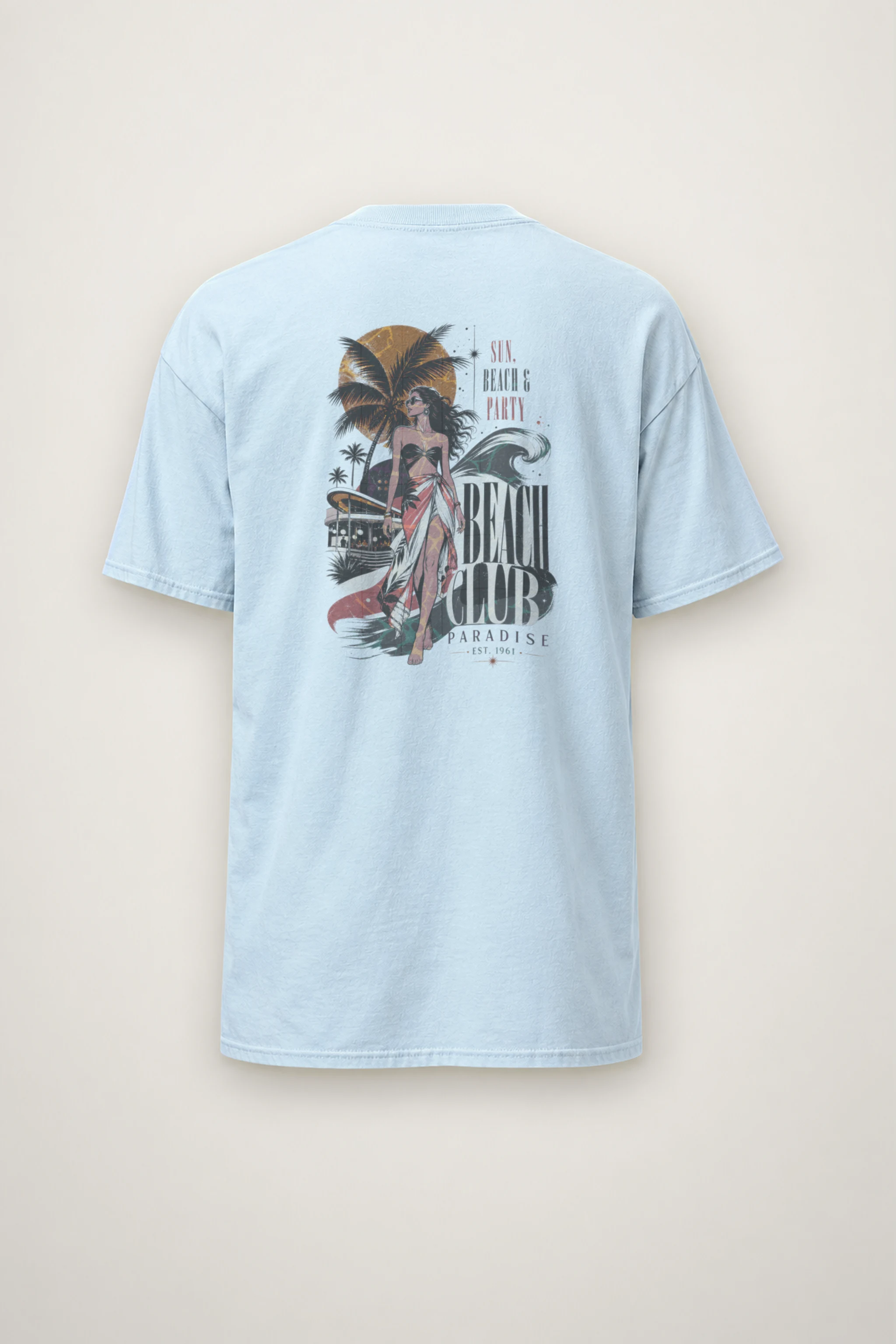 "Beach Club Paradise" Heavyweight Unisex Crewneck T-shirt