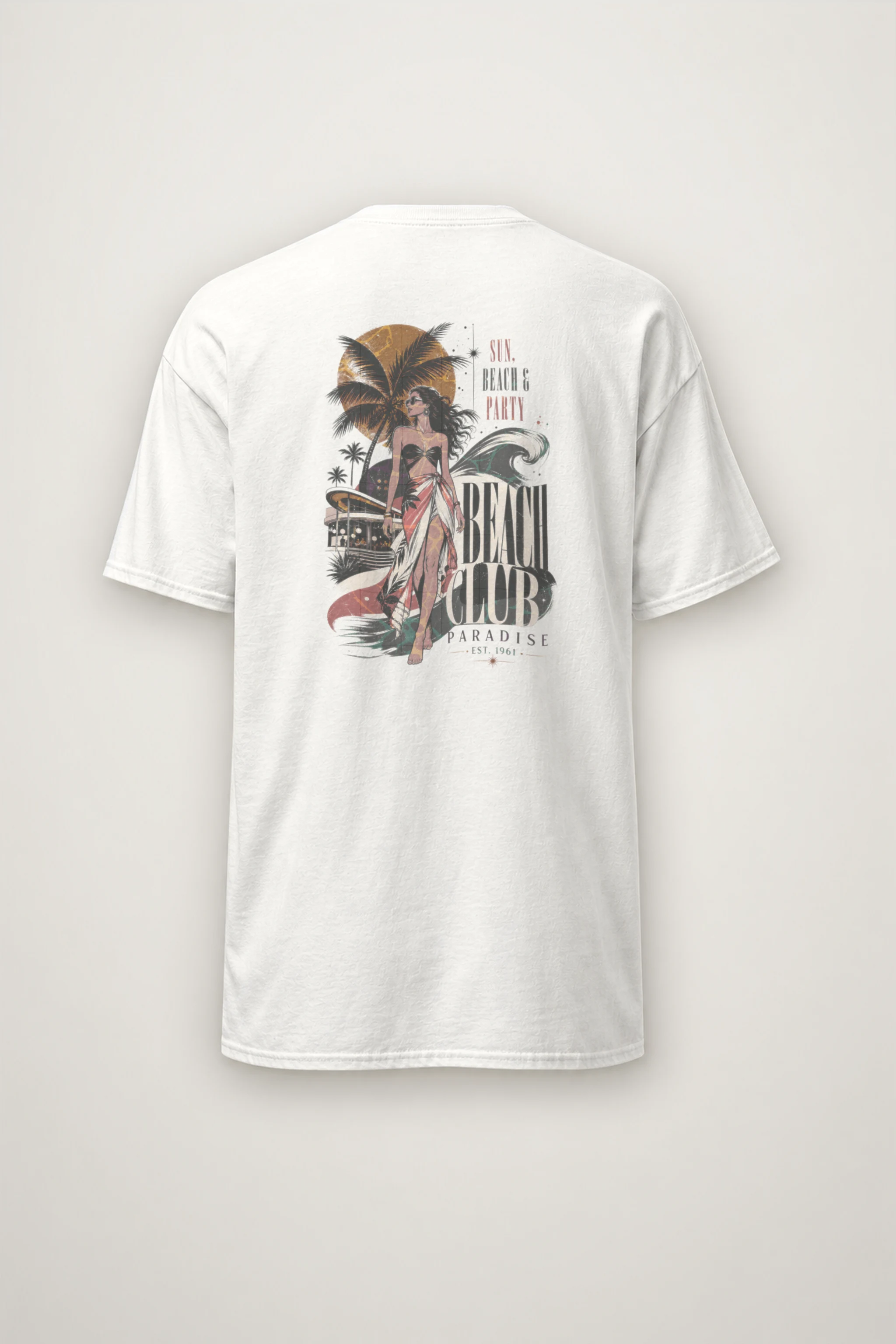 "Beach Club Paradise" Heavyweight Unisex Crewneck T-shirt