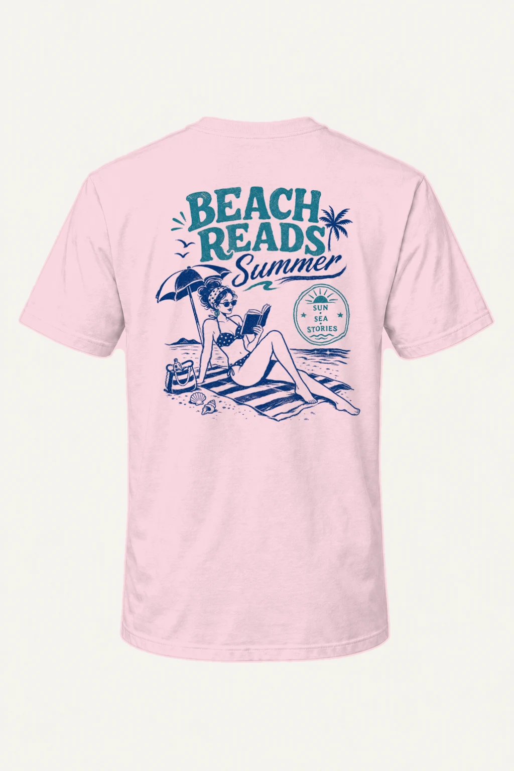 "Beach Reads" Heavyweight Unisex Crewneck T-shirt | Gildan 5000