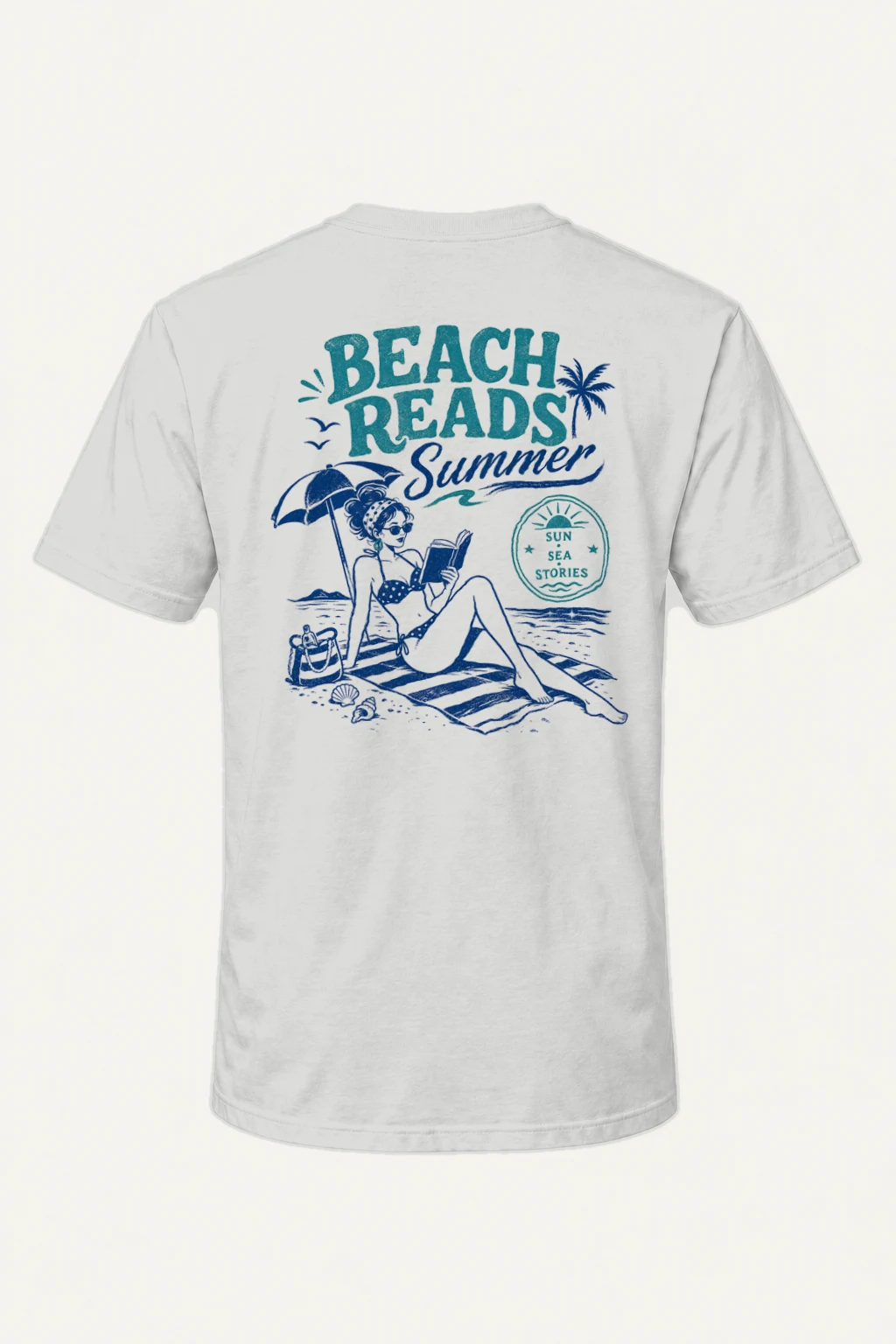 "Beach Reads" Heavyweight Unisex Crewneck T-shirt | Gildan 5000