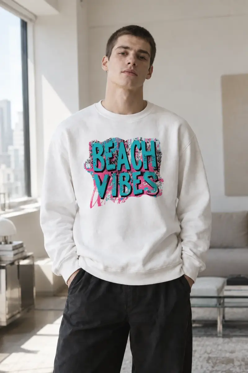 "Beach Vibes" Heavy Blend Unisex Crewneck Sweatshirt | Gildan 18000