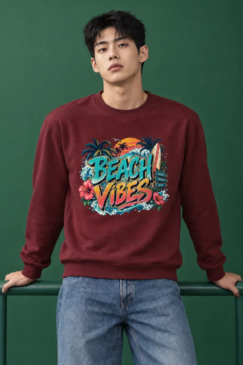 "Beach Vibes Seoul Busan Jeju" Heavy Blend Unisex Crewneck Sweatshirt