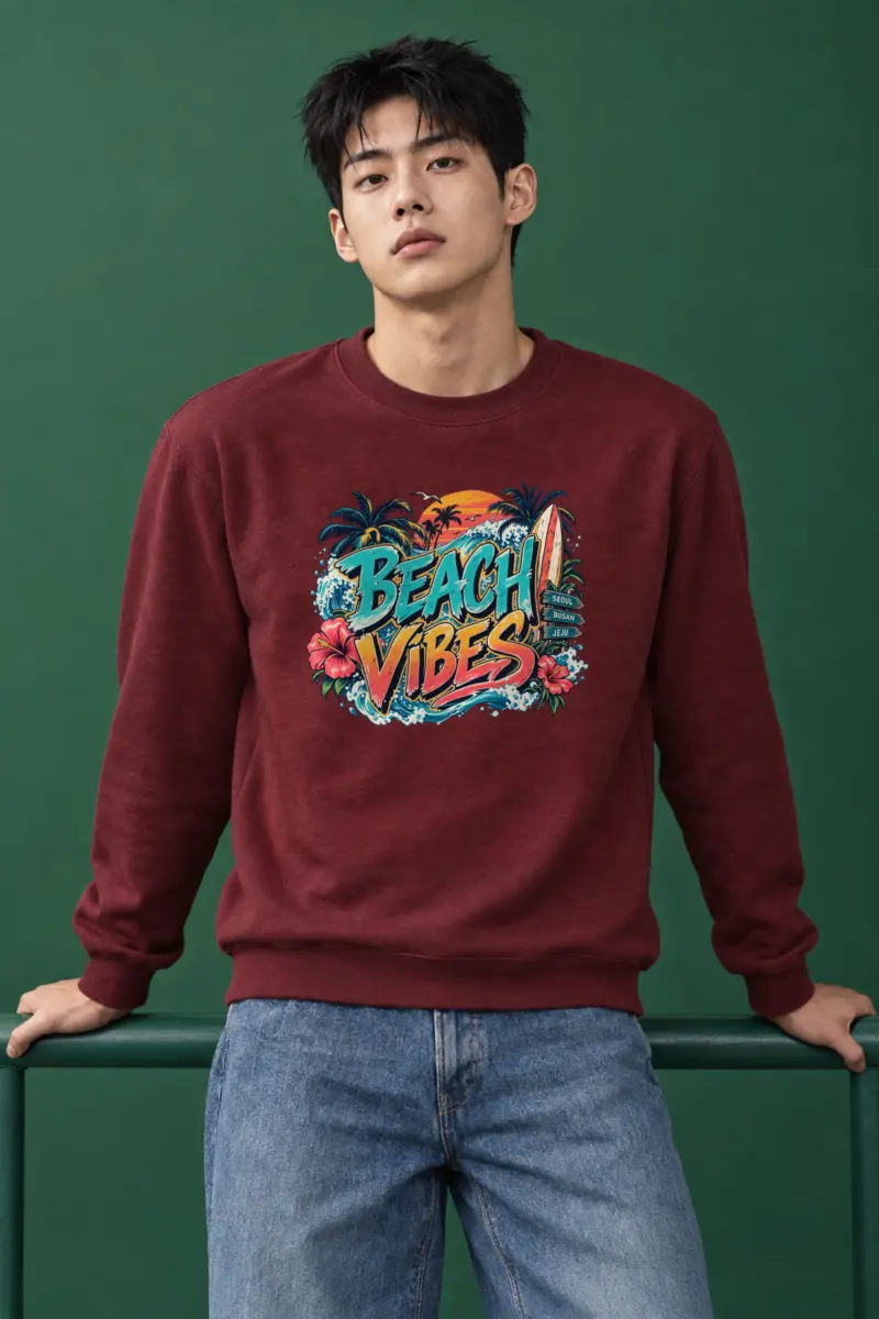 "Beach Vibes Seoul Busan Jeju" Heavy Blend Unisex Crewneck Sweatshirt