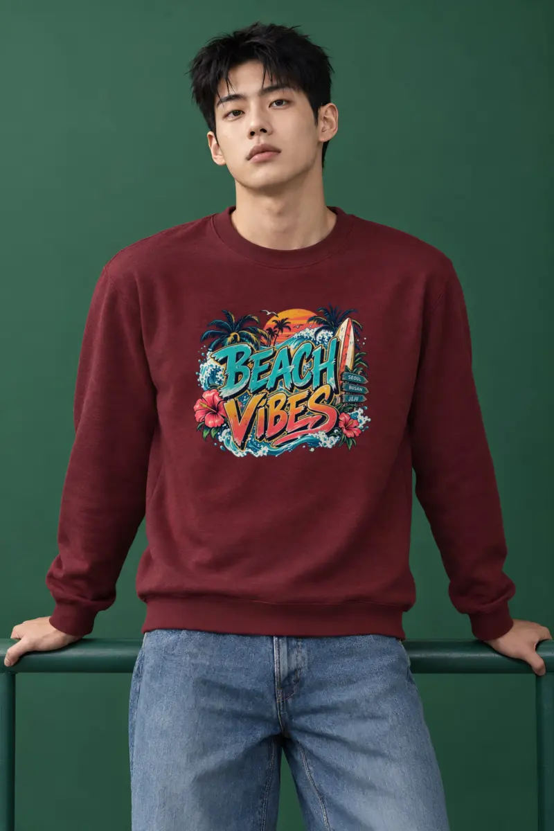"Beach Vibes Seoul Busan Jeju" Heavy Blend Unisex Crewneck Sweatshirt