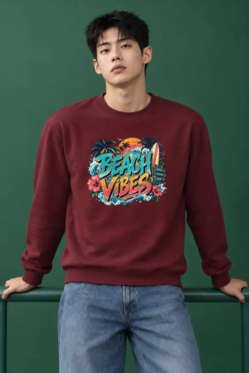 "Beach Vibes Seoul Busan Jeju" Heavy Blend Unisex Crewneck Sweatshirt