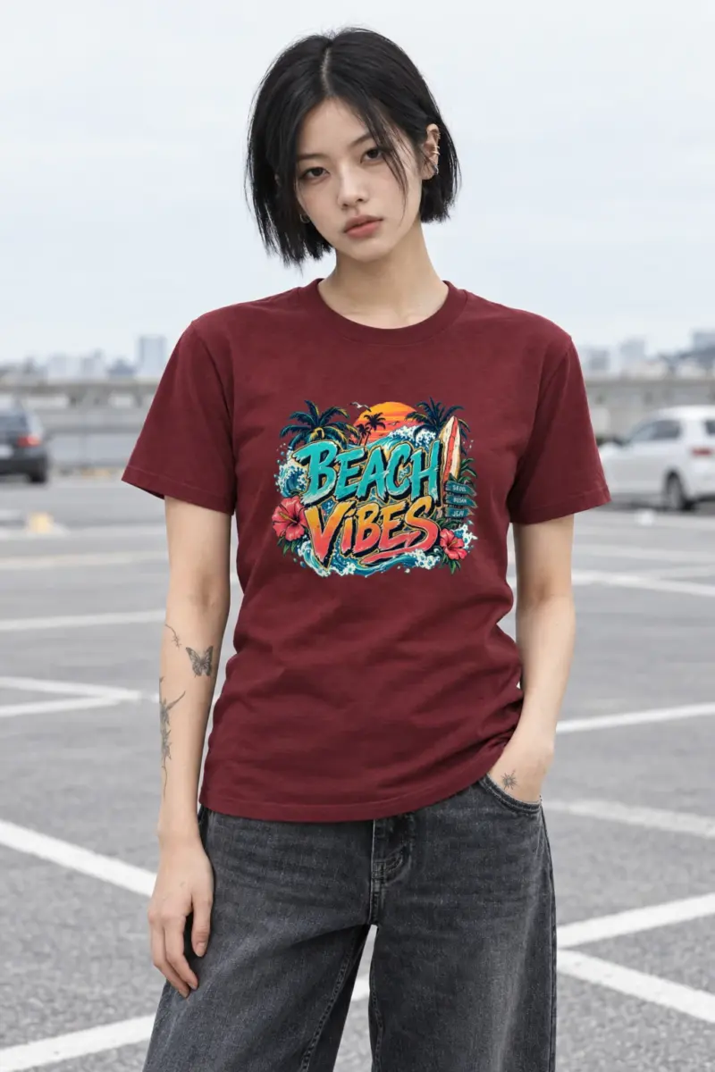"Beach Vibes Seoul Busan Jeju" Heavyweight Unisex Crewneck T-shirt