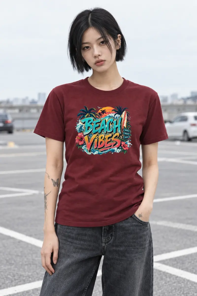 "Beach Vibes Seoul Busan Jeju" Heavyweight Unisex Crewneck T-shirt