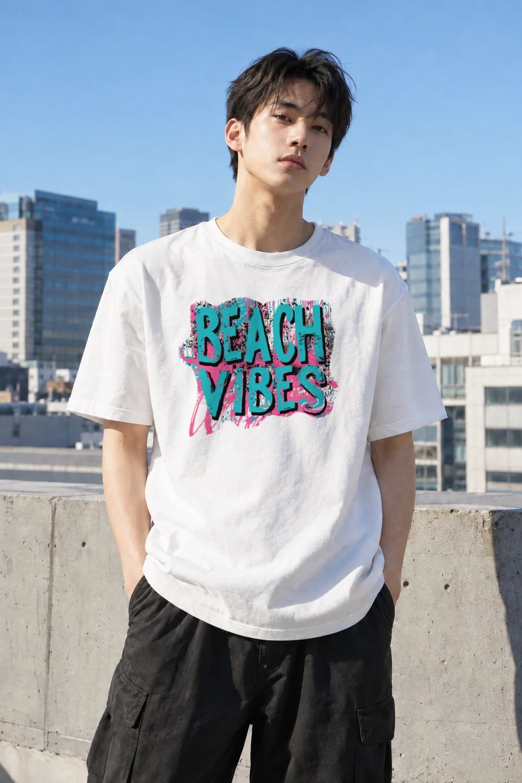 "Beach Vibes" Heavyweight Unisex Crewneck T-shirt | Gildan 5000