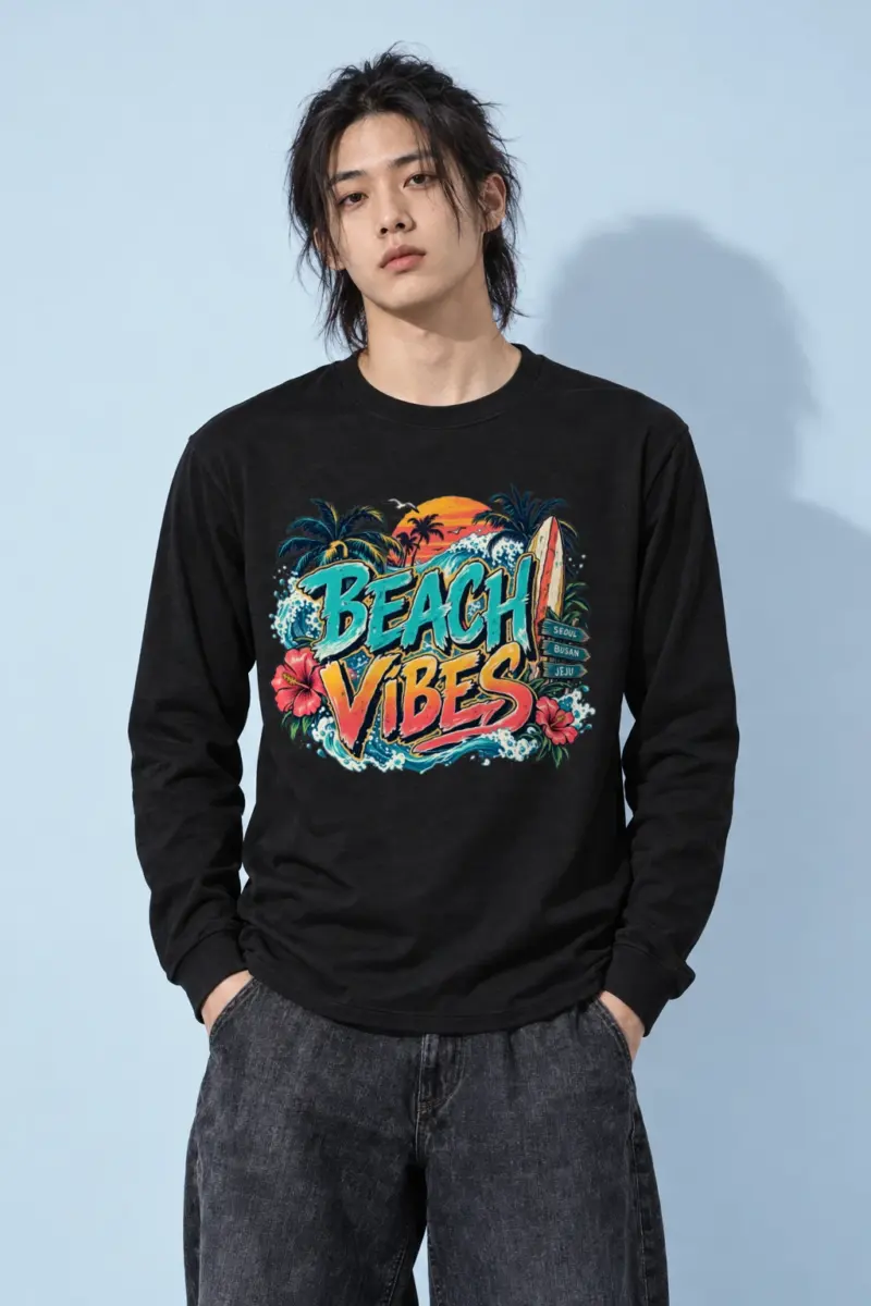 "Seoul Busan Jeju Wave" Unisex Longsleeve T-shirt
