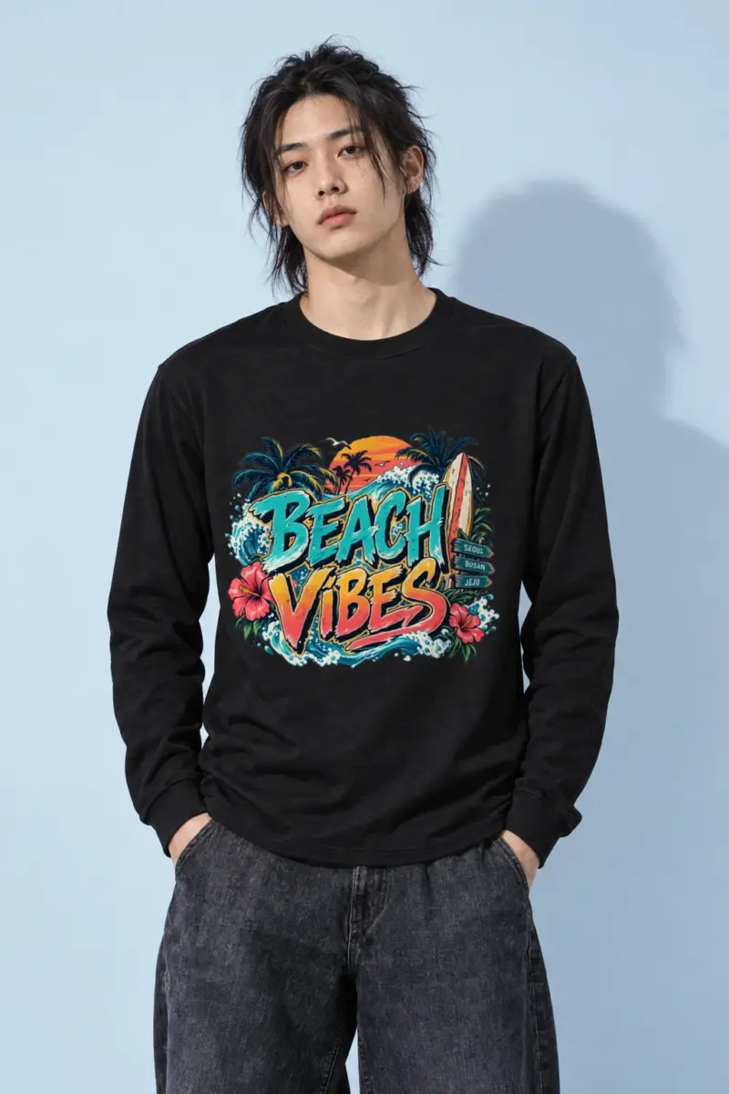 "Seoul Busan Jeju Wave" Unisex Longsleeve T-shirt