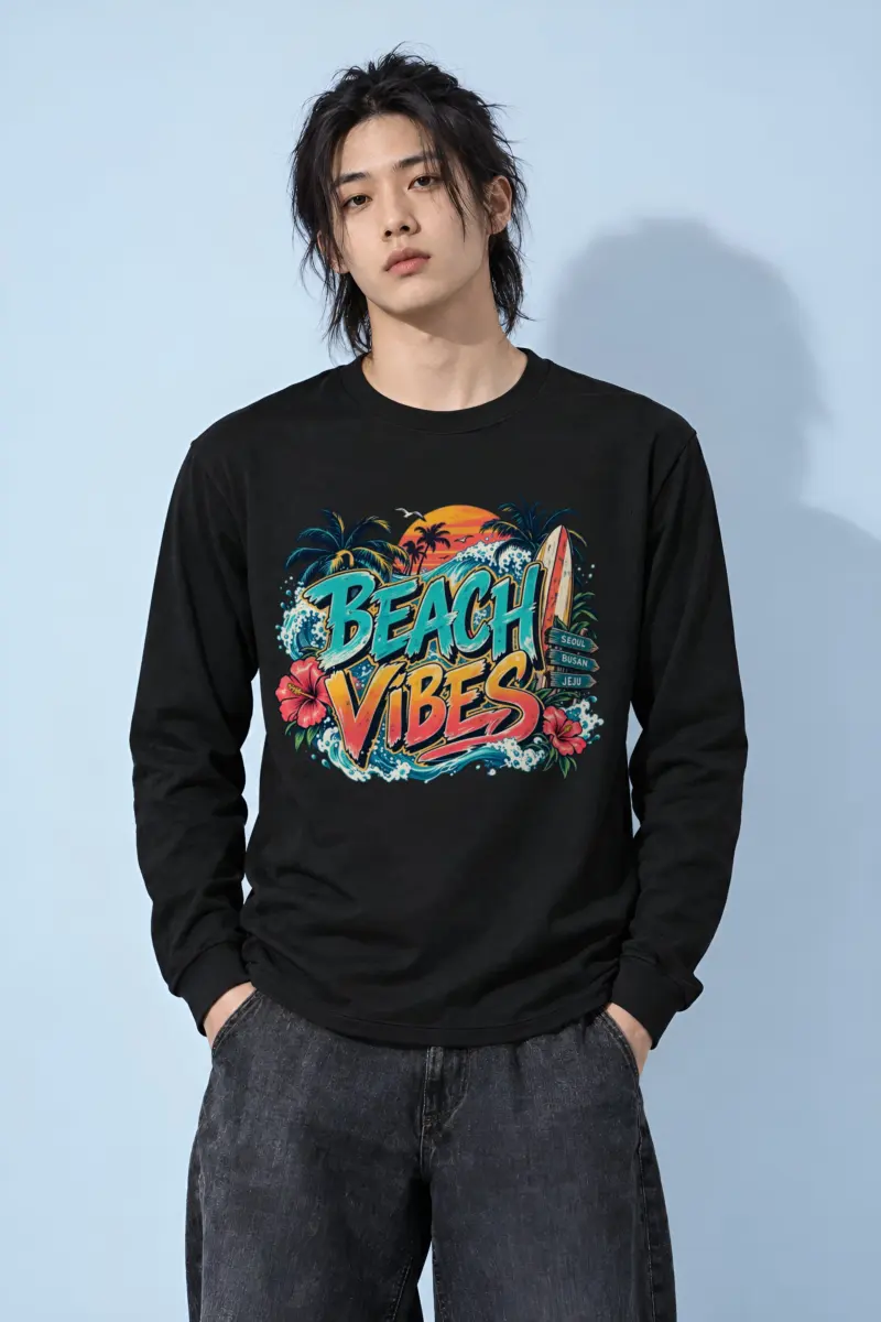 "Seoul Busan Jeju Wave" Unisex Longsleeve T-shirt