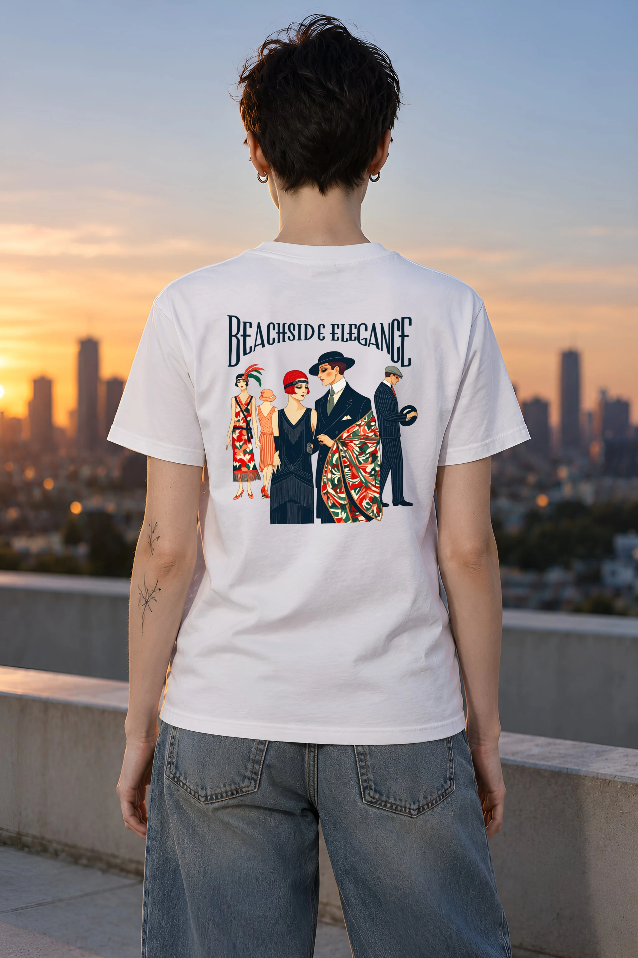 "Beachside Elegance" Heavyweight Unisex Crewneck T-shirt