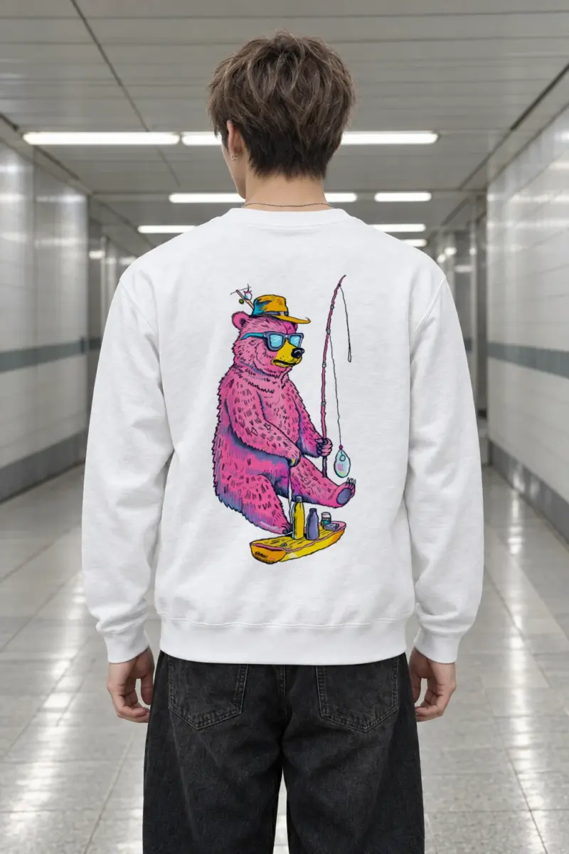 "Bear Angler In Shades" Heavy Blend Unisex Crewneck Sweatshirt