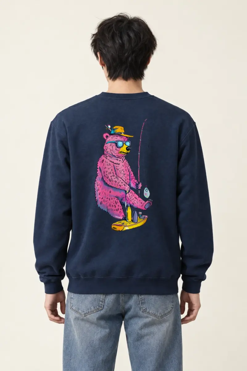 "Bear Angler In Shades" Heavy Blend Unisex Crewneck Sweatshirt | Gildan 18000