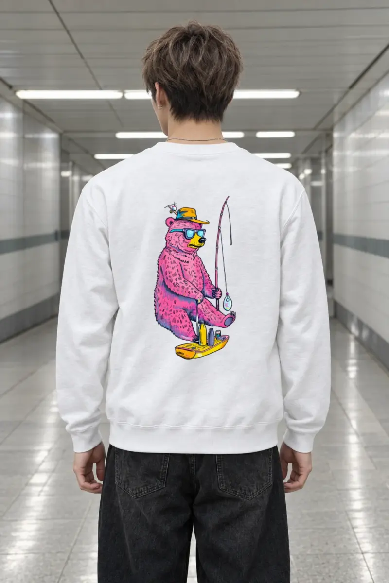 "Bear Angler In Shades" Heavy Blend Unisex Crewneck Sweatshirt