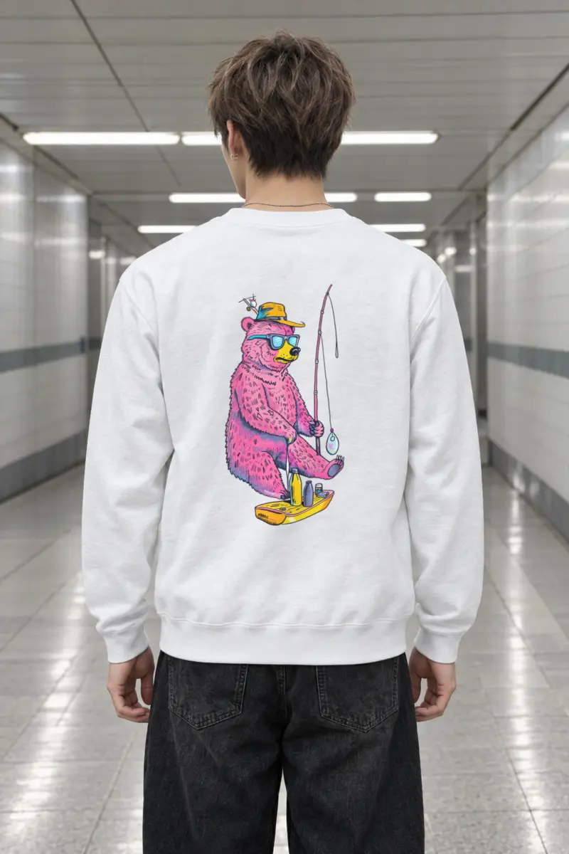 "Bear Angler In Shades" Heavy Blend Unisex Crewneck Sweatshirt