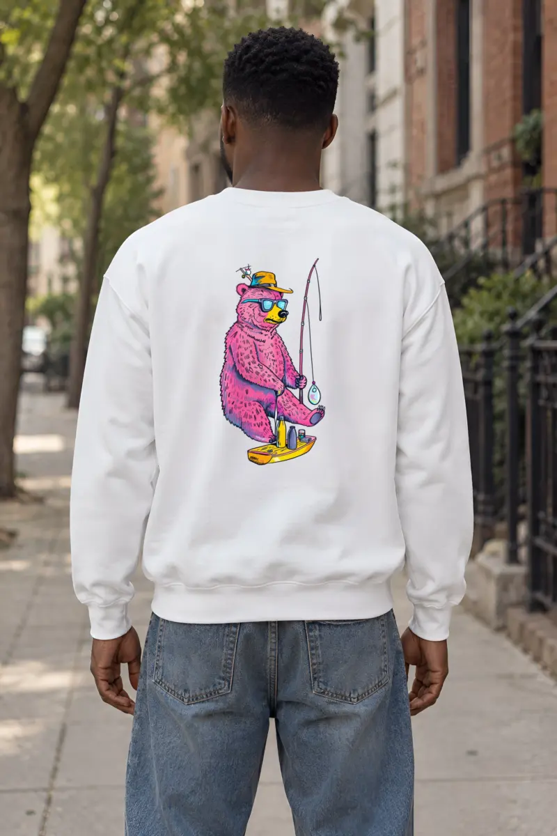 "Bear Angler In Shades" Heavy Blend Unisex Crewneck Sweatshirt